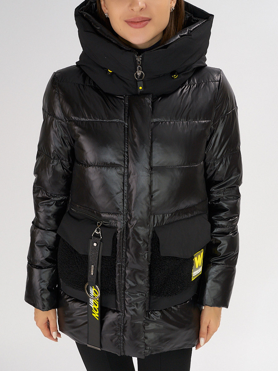 Купить оптом Куртка зимняя черного цвета 7389Ch в Екатеринбурге