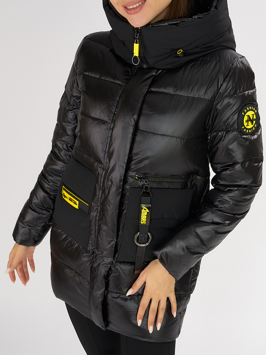 Купить оптом Куртка зимняя черного цвета 7501Ch в Екатеринбурге
