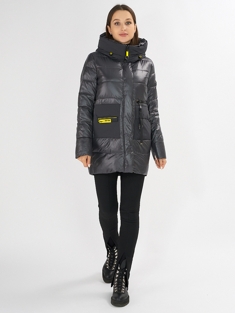 Купить оптом Куртка зимняя темно-серого цвета 7501TC в Казани