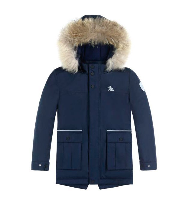 Купить оптом Куртка парка зимняя подростковая для мальчика темно-синего цвета 8831TS