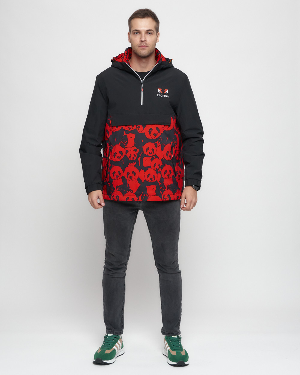 Купить оптом Куртка-анорак спортивная мужская красного цвета 88629Kr в Казани