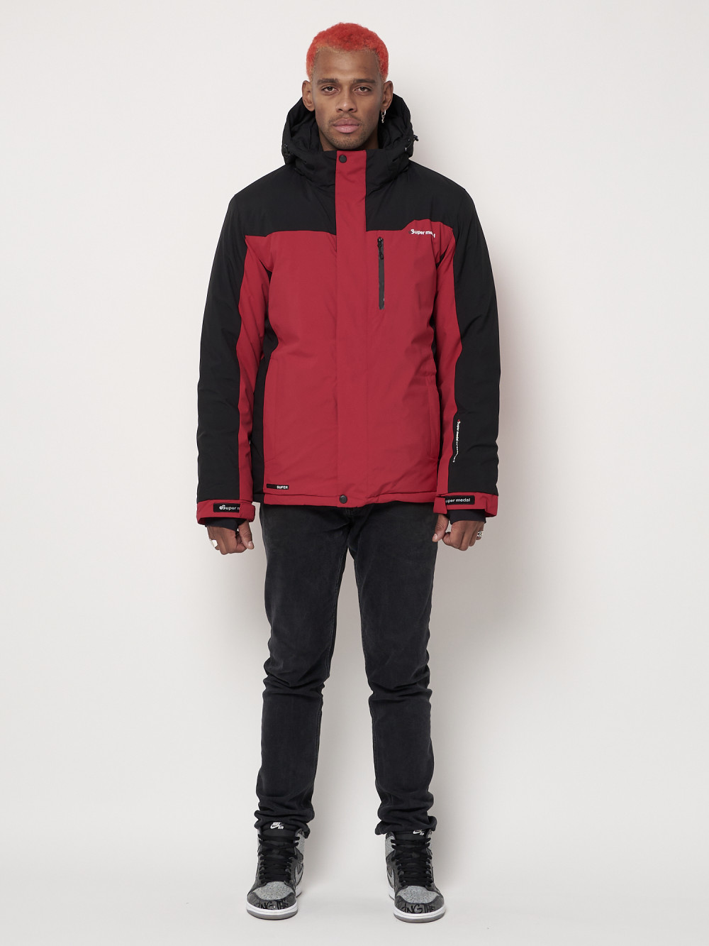 Горнолыжная куртка мужская big size красного цвета 88816Kr