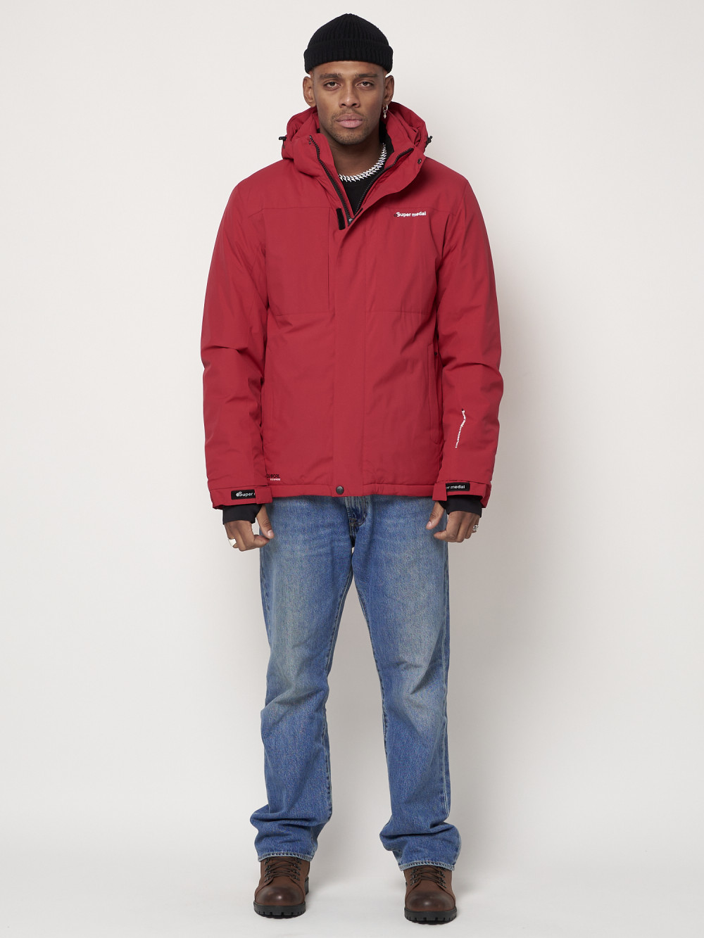 Купить оптом Горнолыжная куртка мужская красного цвета 88820Kr в Екатеринбурге