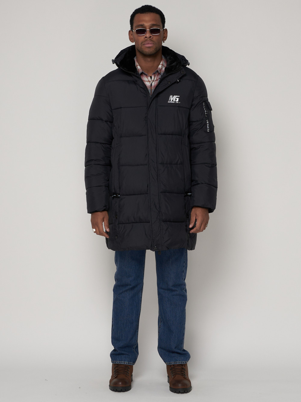 Купить оптом Куртка зимняя мужская классическая темно-синего цвета 93627TS в Екатеринбурге