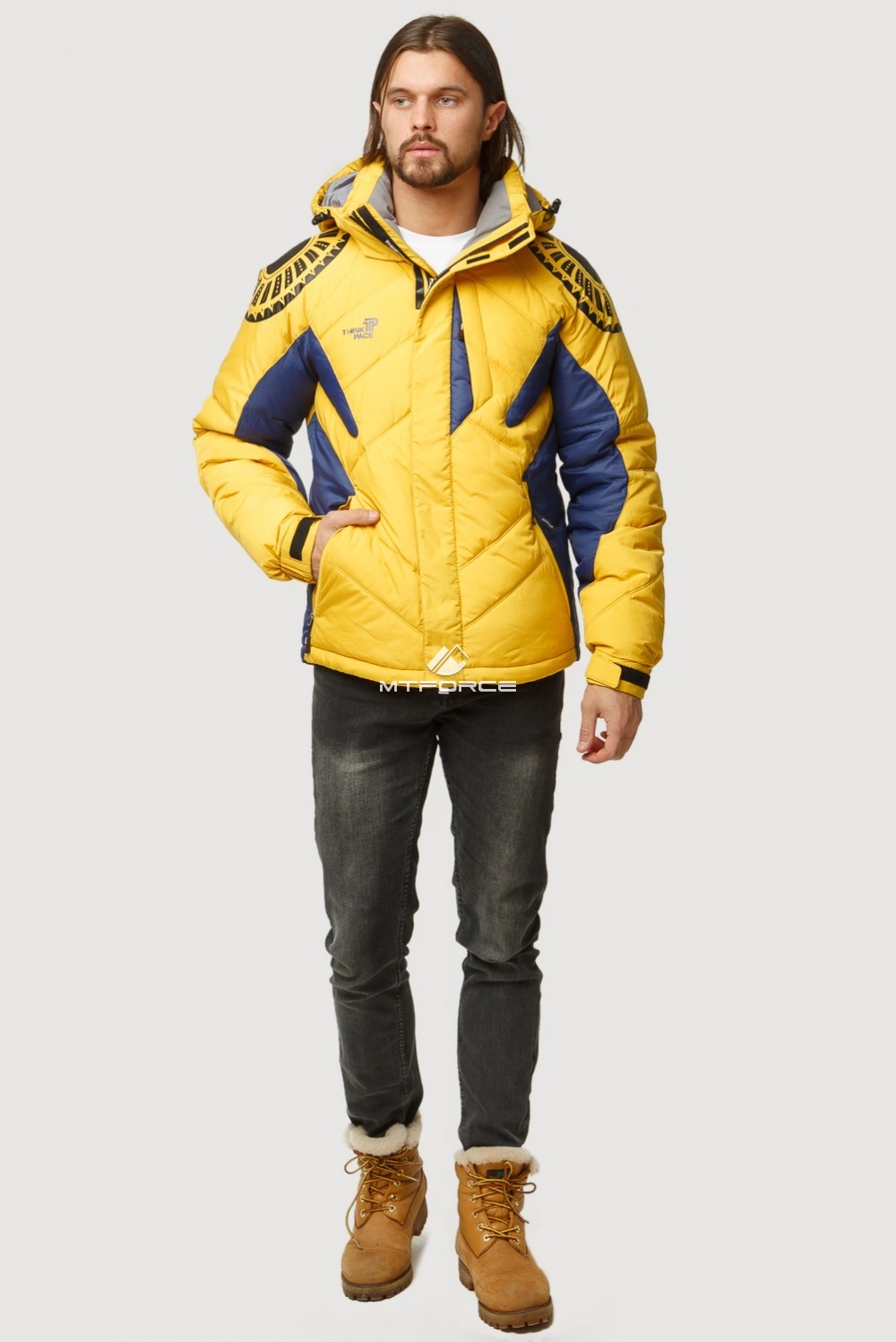 Купить оптом Куртка зимняя мужская желтого цвета 9441J