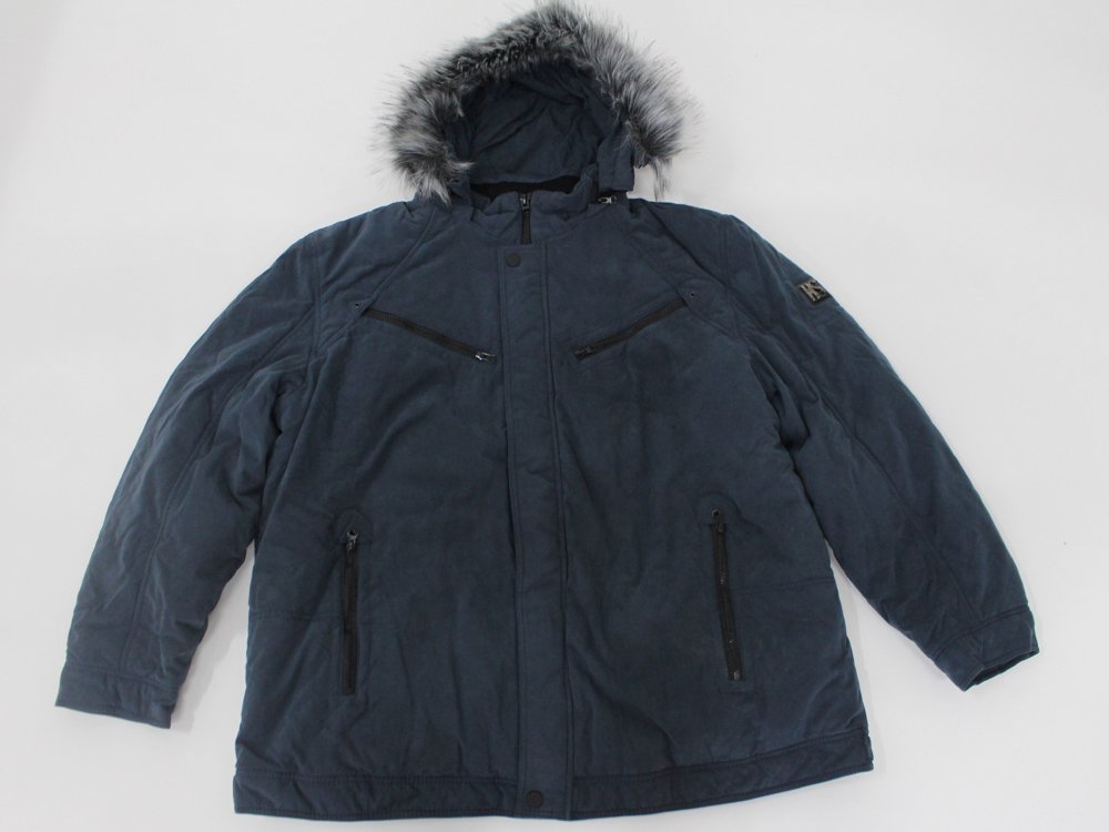 Купить оптом Куртка зимняя мужская большого размера УЦЕНКА темно-синего цвета 0313TS в Екатеринбурге