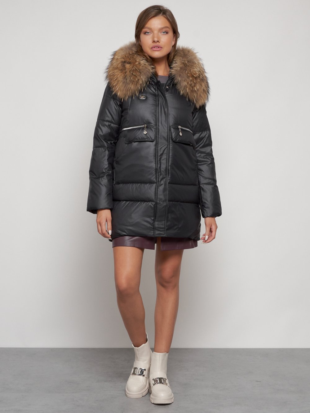 Купить куртку женскую зимнюю оптом от производителя недорого в Москве 132298Ch