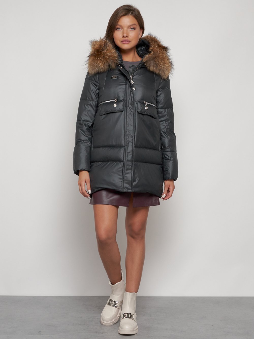Купить куртку женскую зимнюю оптом от производителя недорого в Москве 132298TC 1