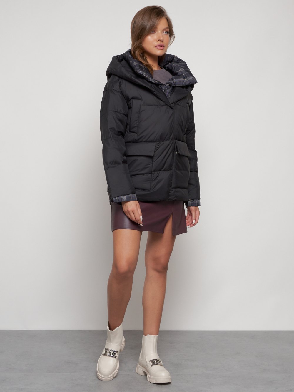 Купить куртку женскую зимнюю оптом от производителя недорого в Москве 133105Ch 1