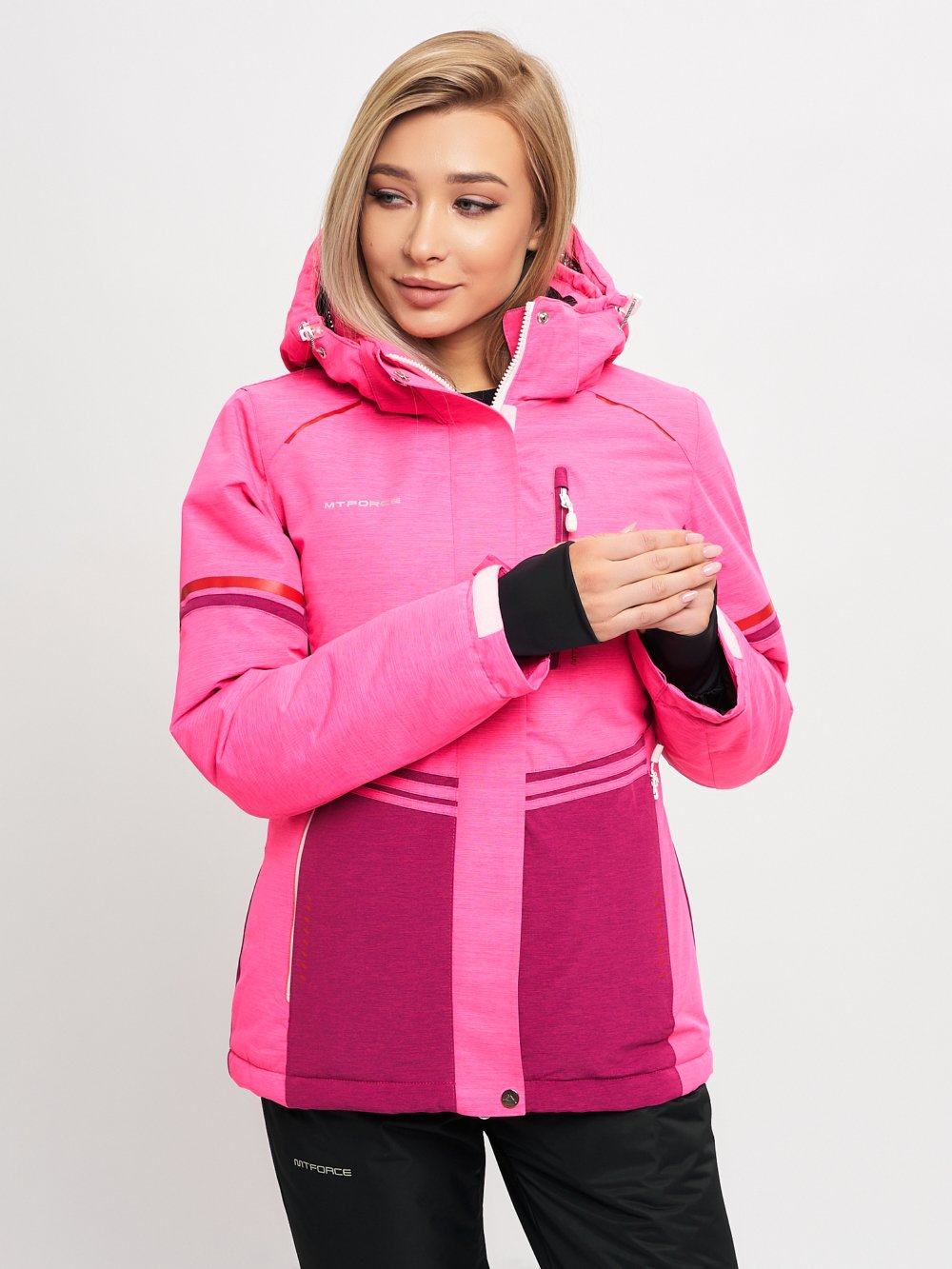 Купить оптом Горнолыжная куртка MTFORCE женская розового цвета 2153R в Казани