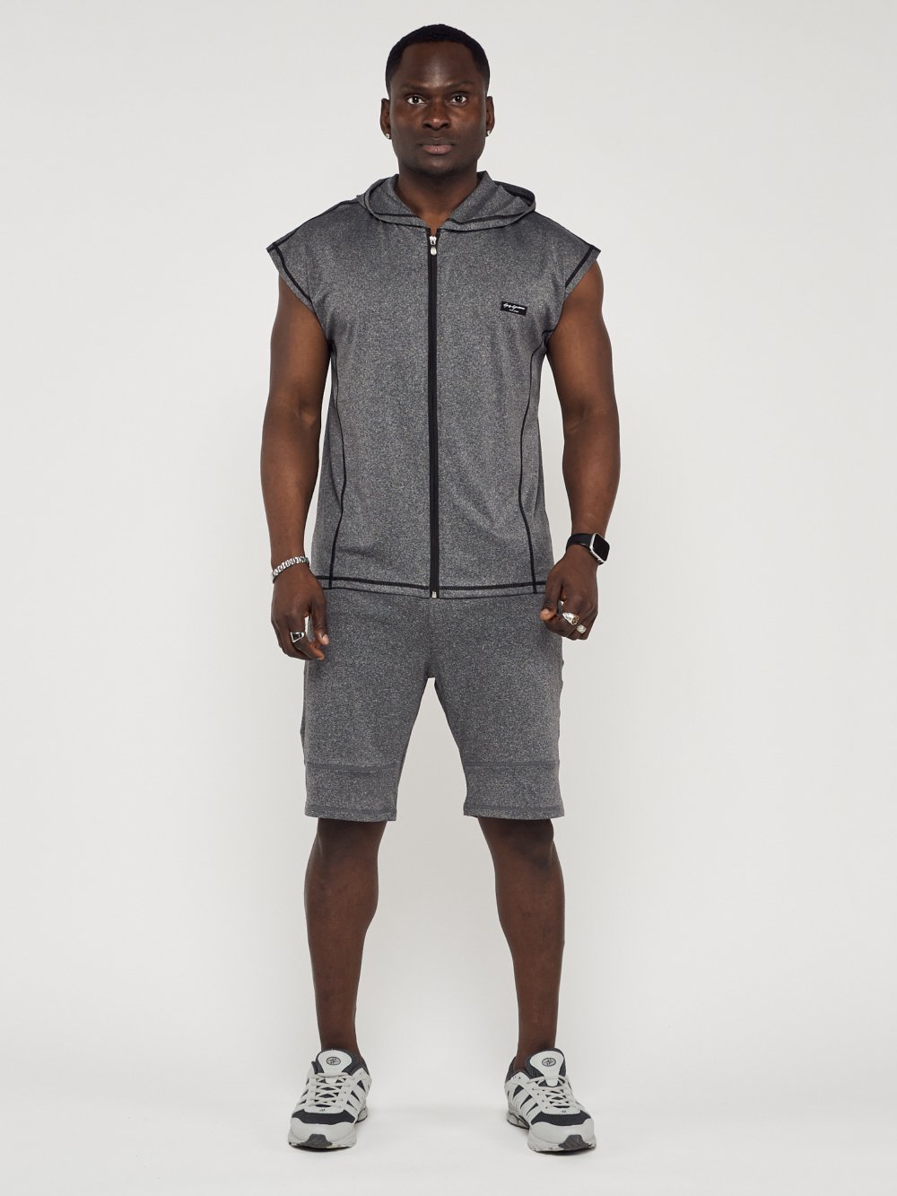 Спортивный костюм летний мужской серого цвета 22610Sr