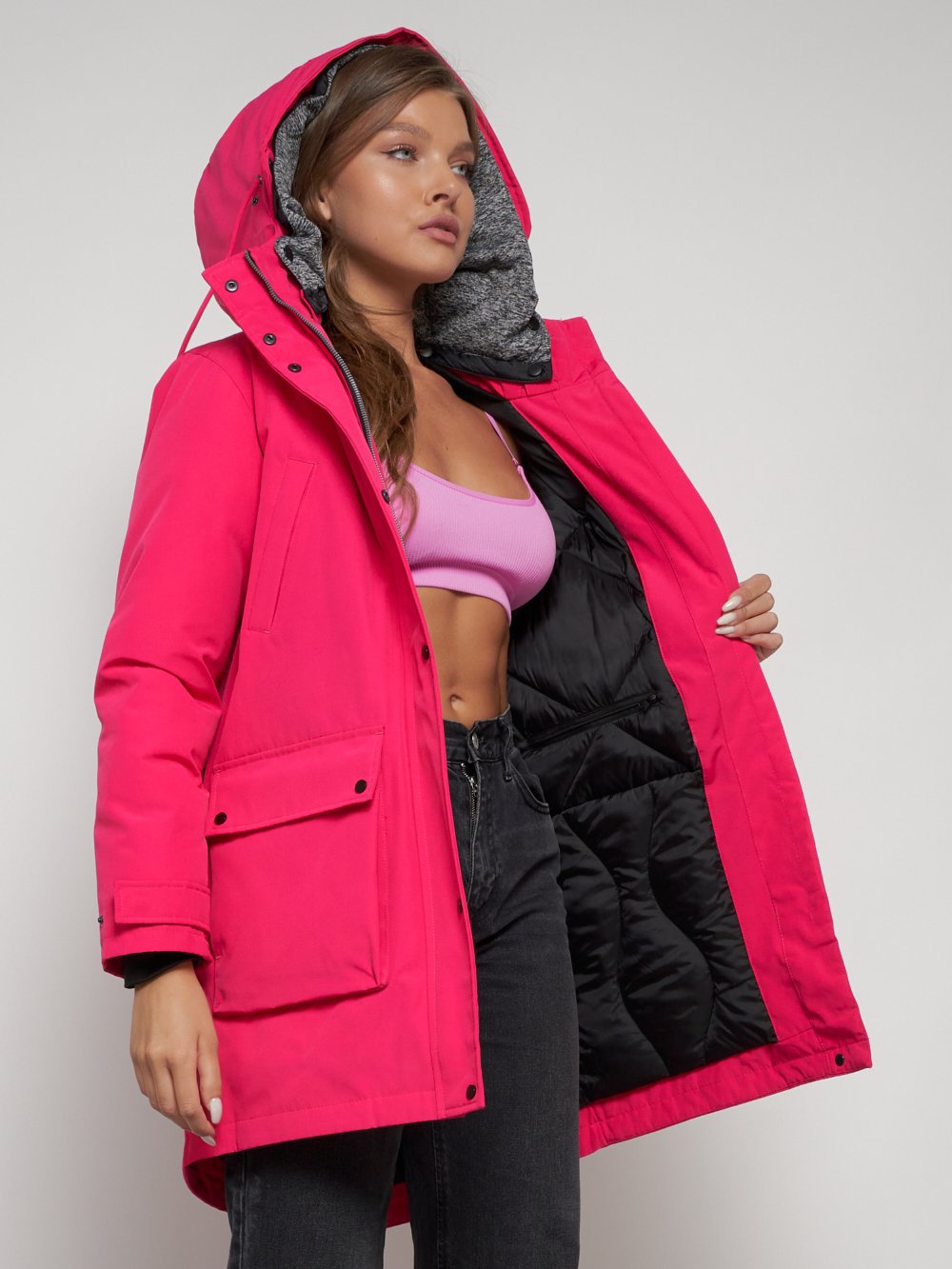 Купить куртку парку женскую оптом от производителя недорого в Москве 2329R 1