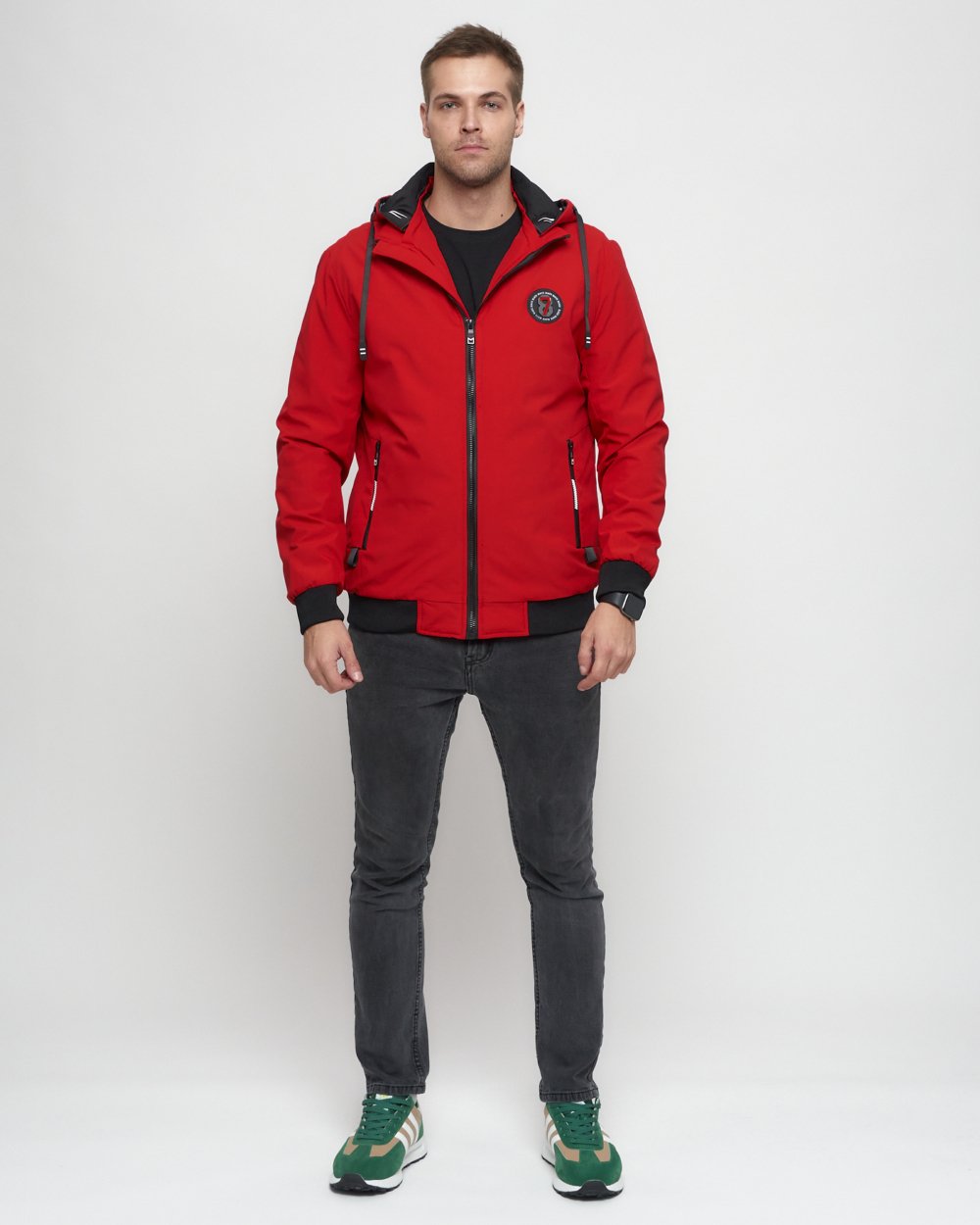 Купить оптом Куртка спортивная мужская на резинке красного цвета 3367Kr в Екатеринбурге
