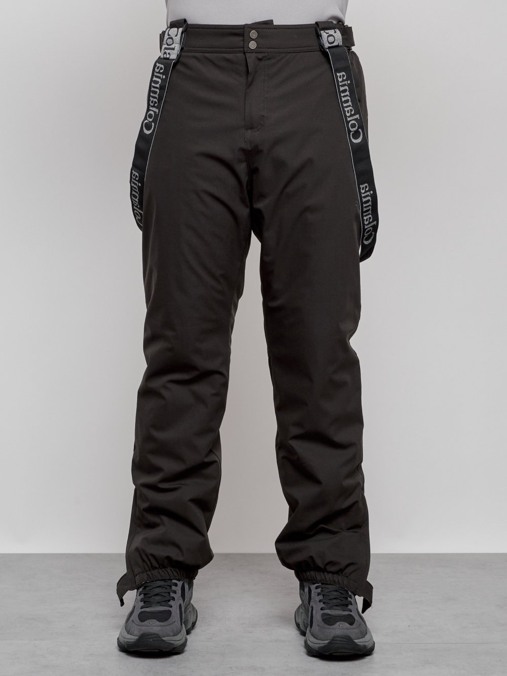 Полукомбинезон утепленный мужской зимний горнолыжный темно-серого цвета 7504TC