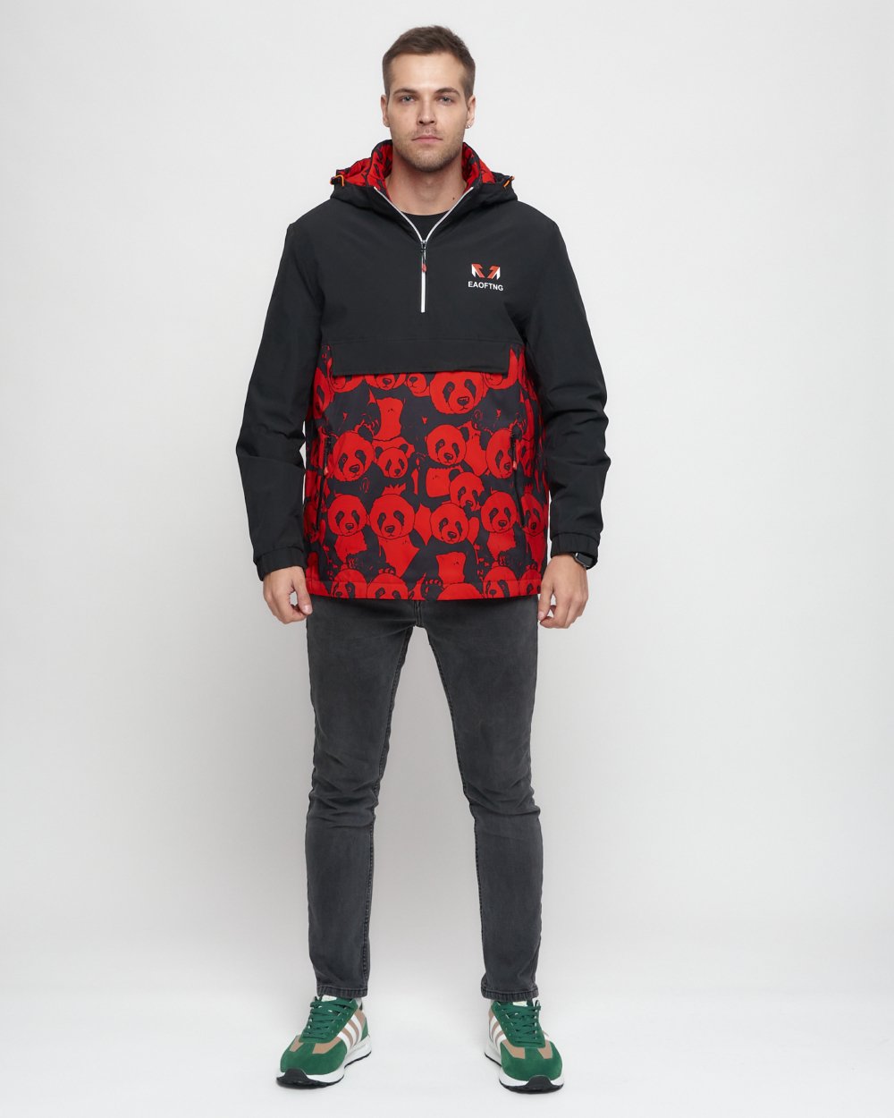Купить оптом Куртка-анорак спортивная мужская красного цвета 88629Kr в Екатеринбурге