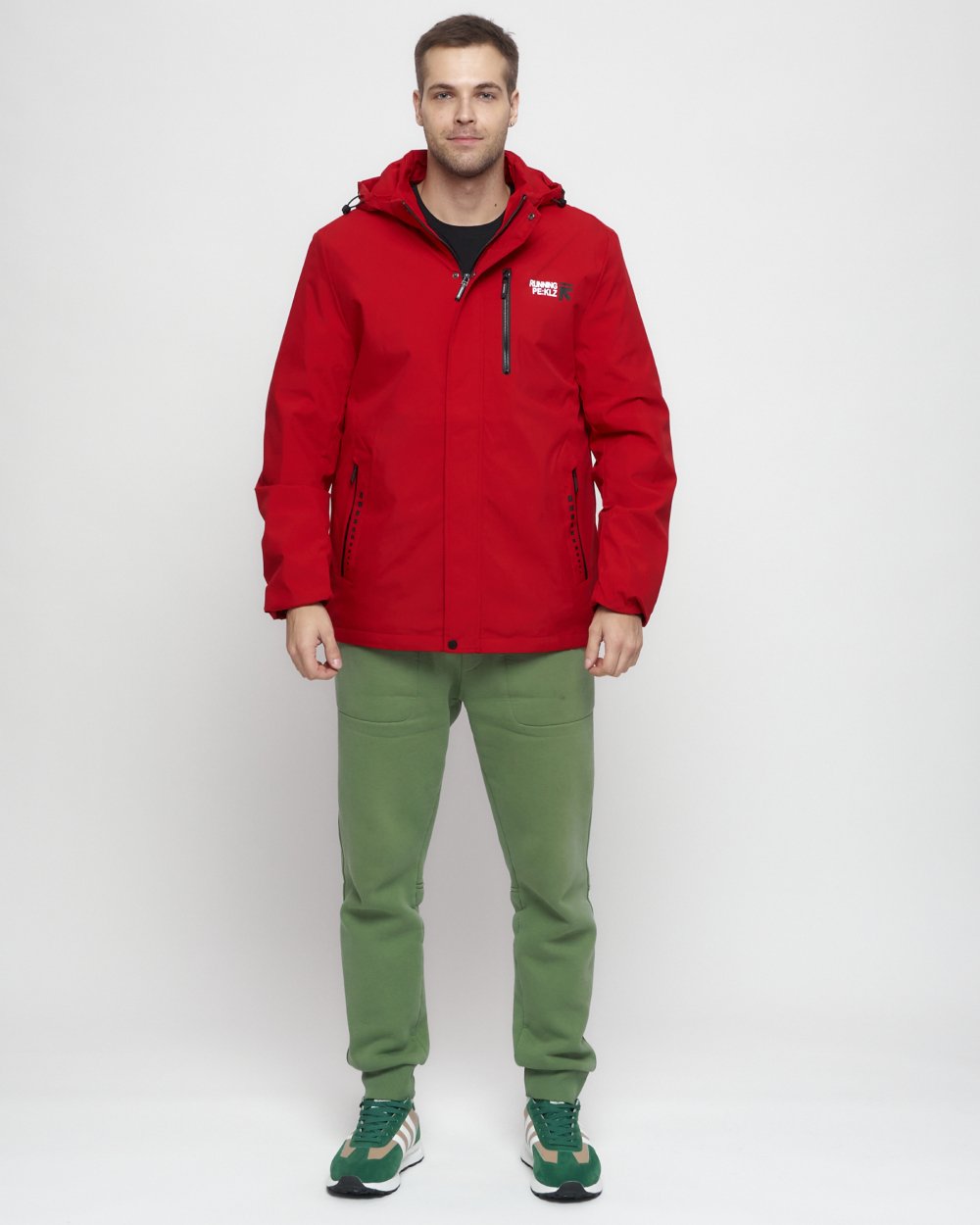 Купить оптом Куртка спортивная мужская большого размера красного цвета 88676Kr в Казани