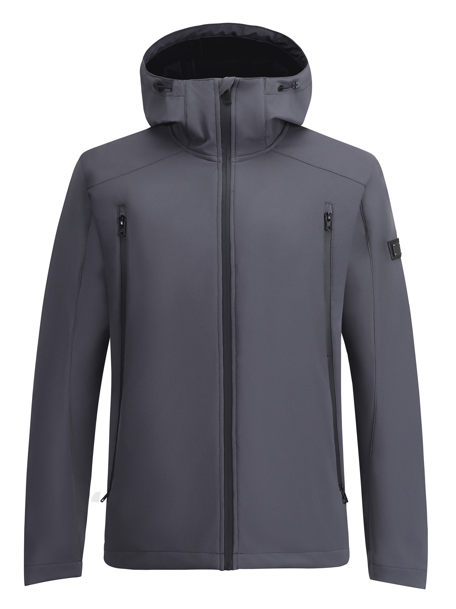 Купить Ветровка мужская софтшелл виндстоппер с капюшоном спортивная темно-серого цвета 9613_1TC, фото 2