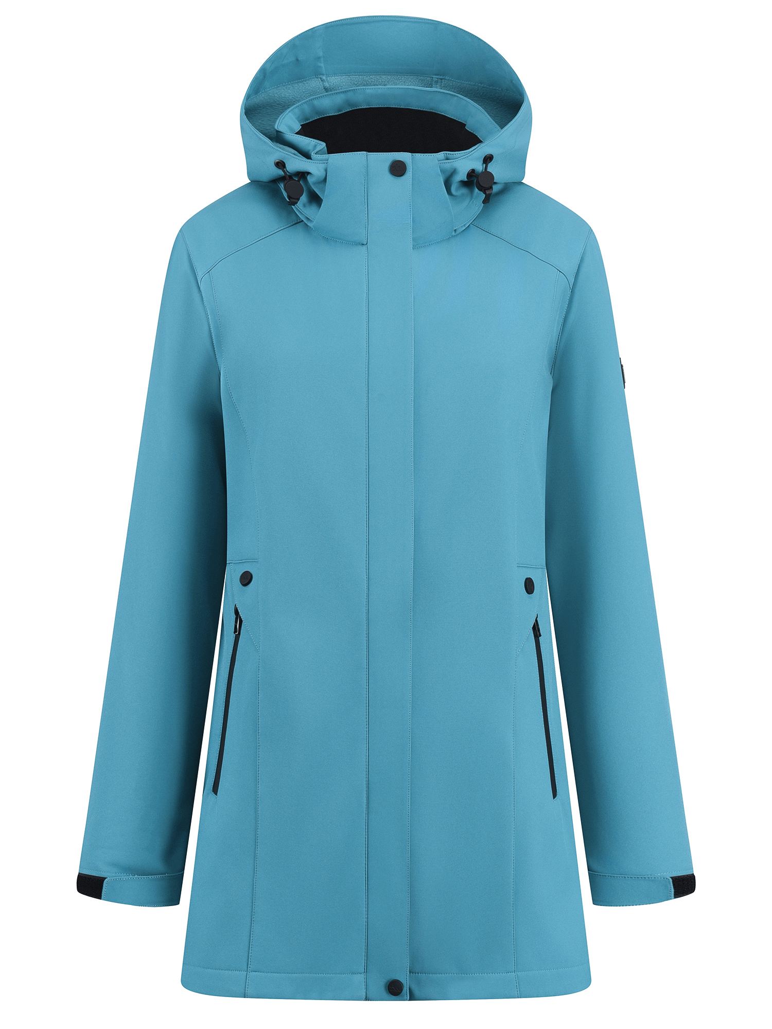 Купить Парка женская софтшелл виндстоппер удлинённая с капюшоном бирюзового цвета 9614_1Br, фото 2