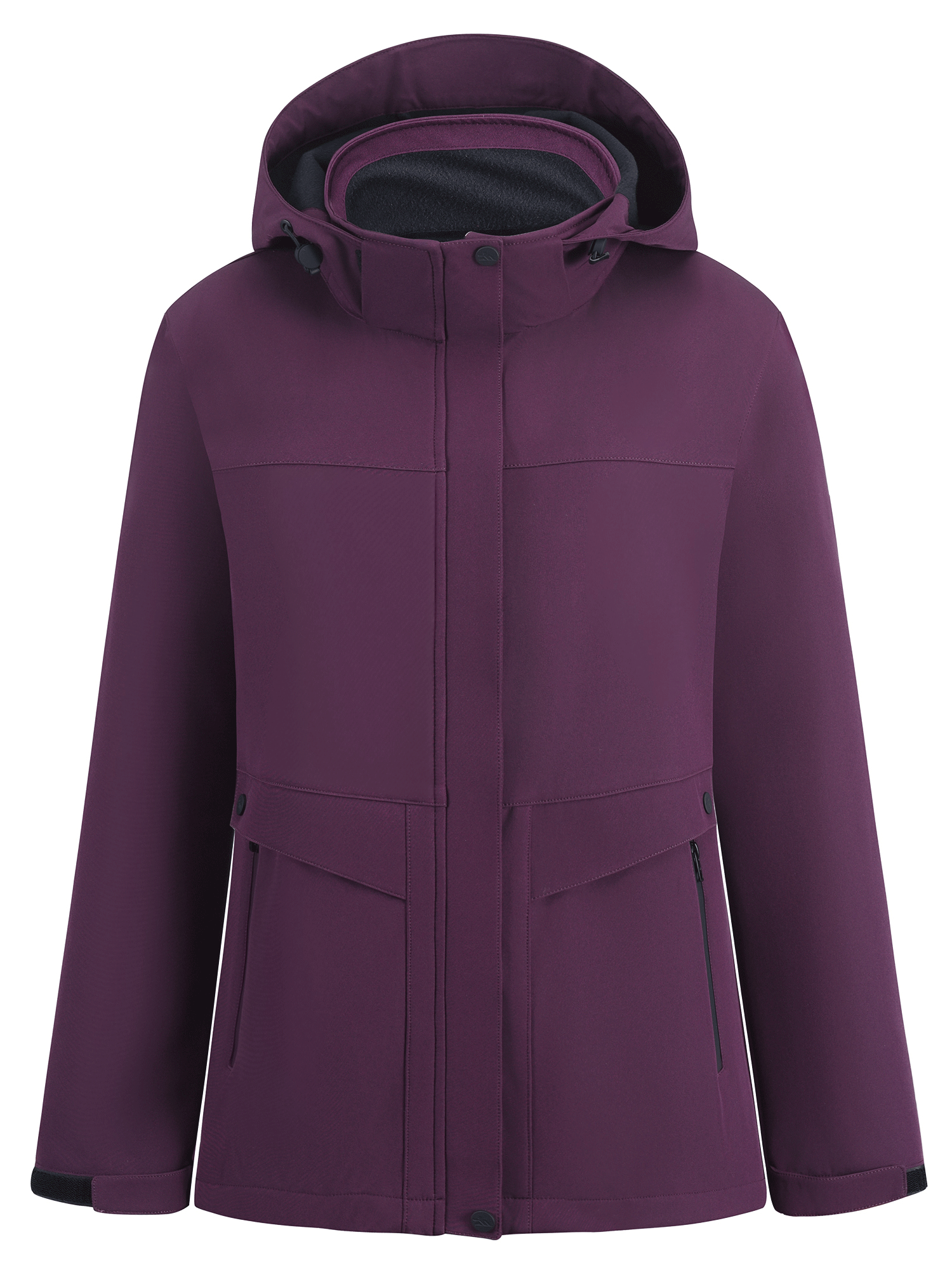 Купить Ветровка женская софтшелл виндстоппер с капюшоном спортивная темно-фиолетового цвета 9616_1TF, фото 2
