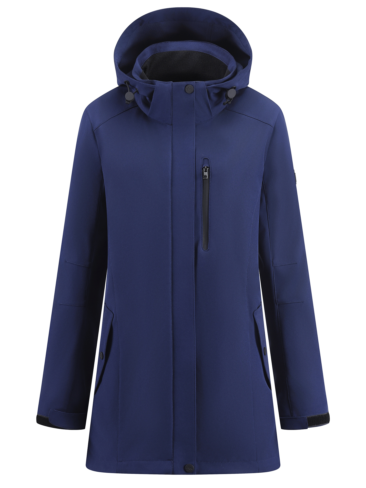 Купить Парка женская софтшелл виндстоппер удлинённая с капюшоном темно-синего цвета 9618_1TS, фото 2