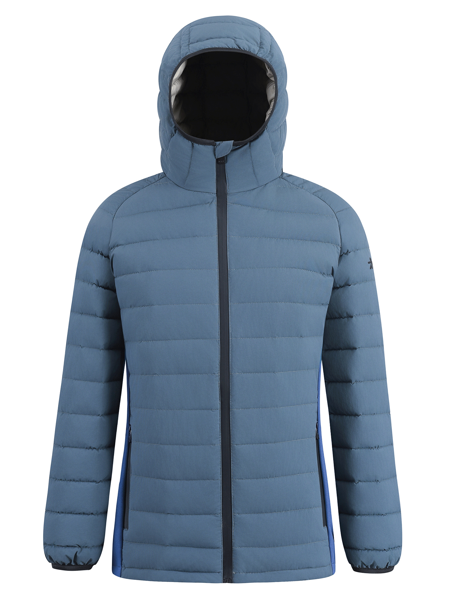 Купить Куртка женская гибридная стёганая с капюшоном с графеновой подкладкой синего цвета 9622_1S, фото 2