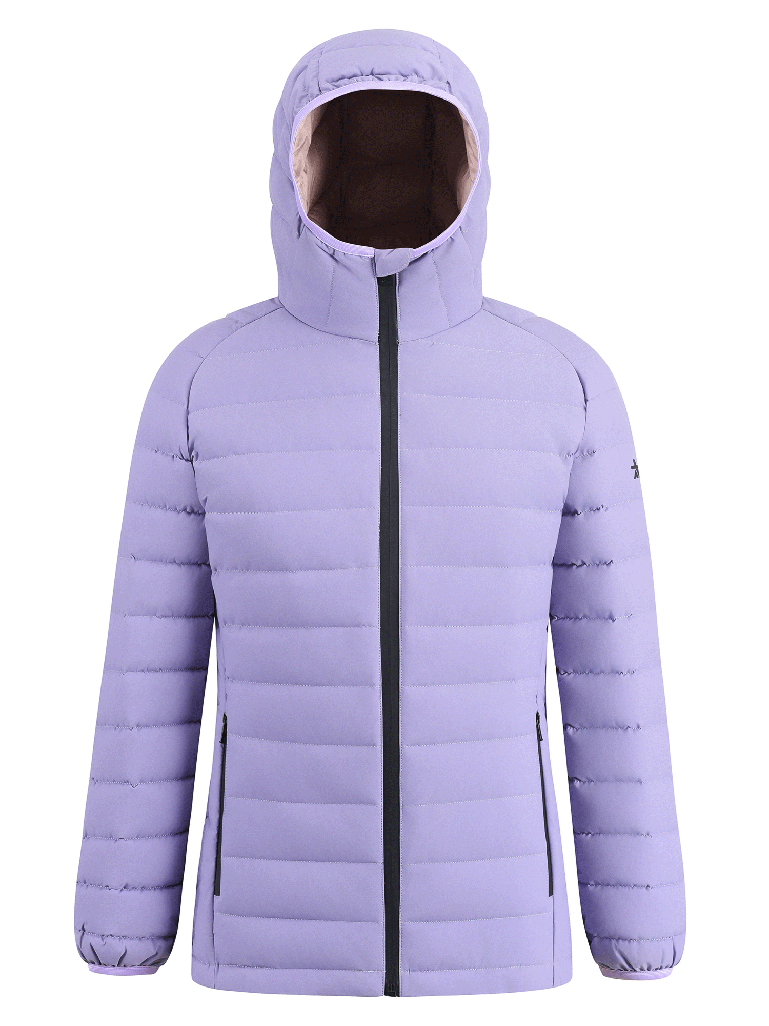 Купить Куртка женская стёганая с капюшоном с графеновой подкладкой сиреневого цвета 9624_1Sn, фото 2