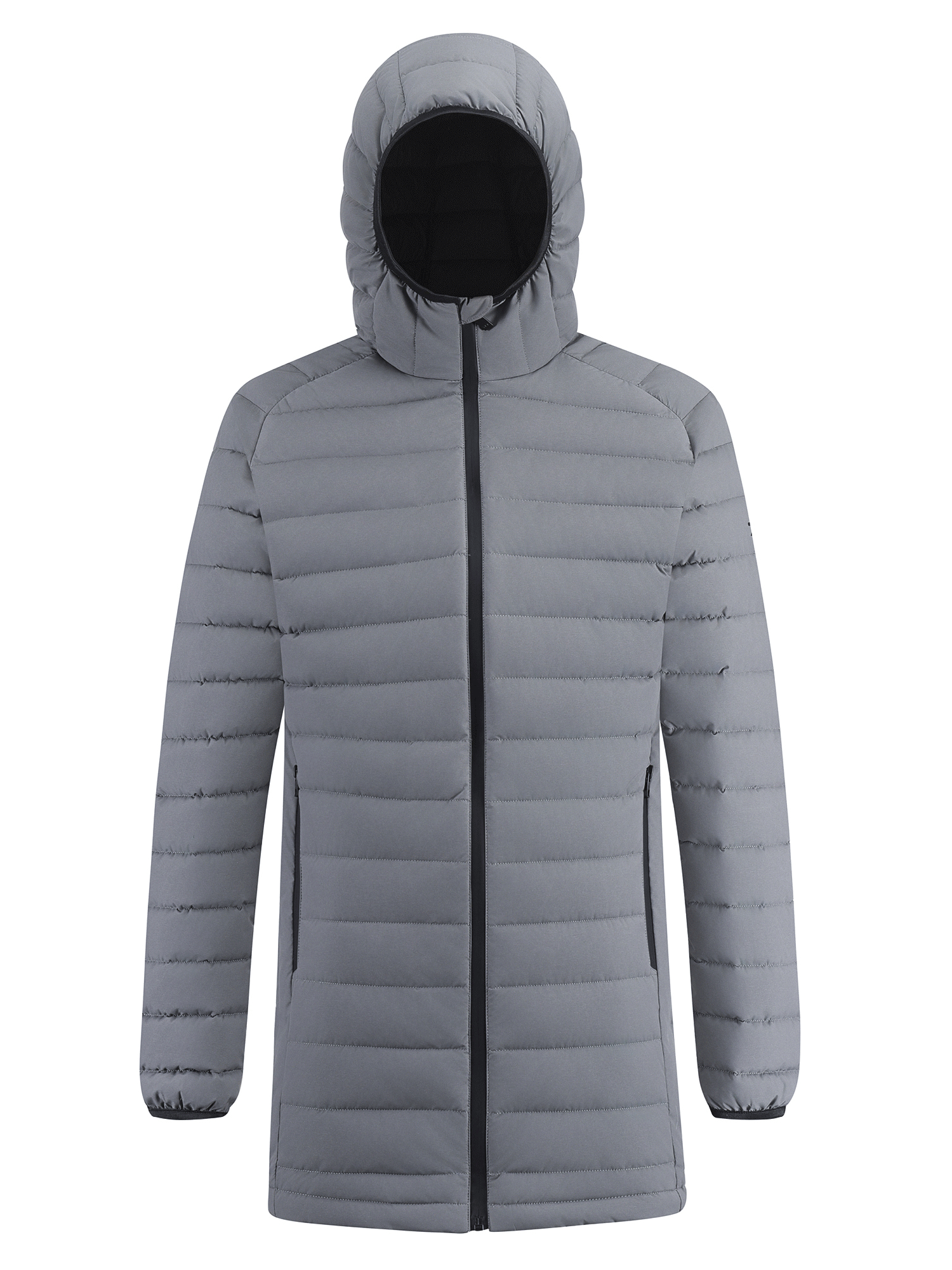 Купить Куртка мужская удлинённая стёганая с капюшоном и графеновой подкладкой серого цвета 9629_1Sr, фото 2