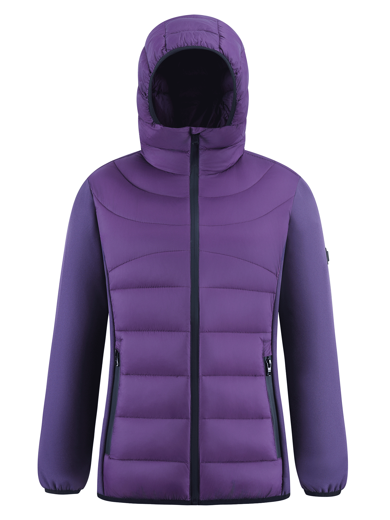 Купить Куртка женская гибридная стёганая с капюшоном с графеновой подкладкой фиолетового цвета 9630_1F, фото 2
