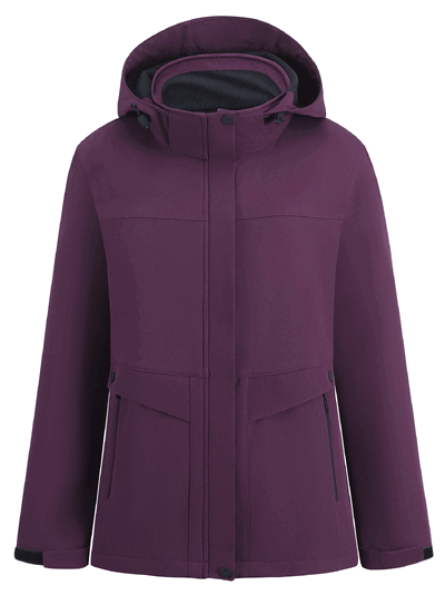 Оптом Ветровка женская софтшелл виндстоппер с капюшоном спортивная темно-фиолетового цвета 9616_1TF, фото 2