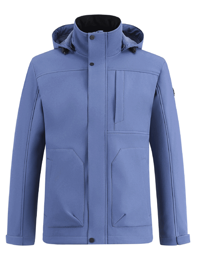 Оптом Ветровка мужская софтшелл виндстоппер с капюшоном спортивная синего цвета 9617_1S, фото 2