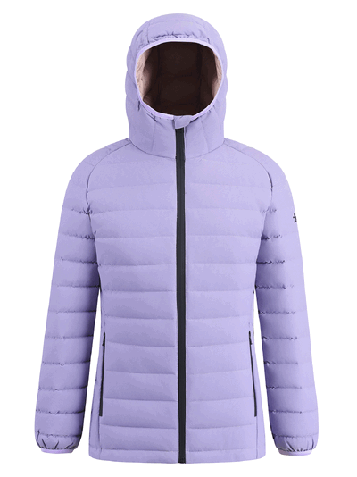 Оптом Куртка женская стёганая с капюшоном с графеновой подкладкой сиреневого цвета 9624_1Sn, фото 2