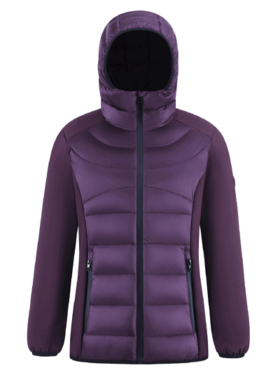 Оптом Куртка женская гибридная стёганая с капюшоном с графеновой подкладкой темно-фиолетового цвета 9626_1TF, фото 2