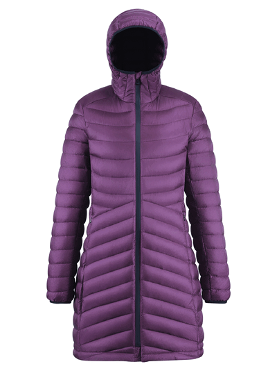 Оптом Куртка женская удлинённая стёганая с капюшоном и графеновой подкладкой темно-фиолетового цвета 9628_1TF, фото 2