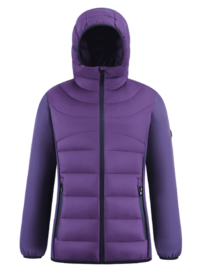 Оптом Куртка женская гибридная стёганая с капюшоном с графеновой подкладкой фиолетового цвета 9630_1F, фото 2