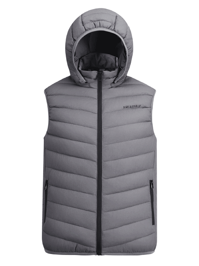 Оптом Мужской лёгкий стёганый жилет Valianly с капюшоном темно-серого цвета 9635_1TC, фото 2