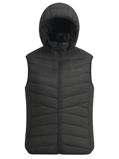 Оптом Женский лёгкий стёганый жилет Valianly с капюшоном цвета хаки 9636_2Kh, фото 2