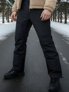 Брюки зимнии софтшелл мужские УЦЕНКА черного цвета 0943Ch