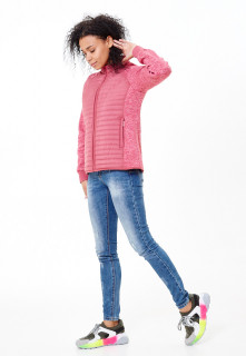 Купить оптом женскую осеннюю весеннюю молодежную куртку стеганную розового цвета в интернет магазине MTFORCE 1960R