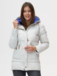 Купить оптом женскую зимнюю куртку светло-серого цвета в интернет магазине MTFORCE 2080SS