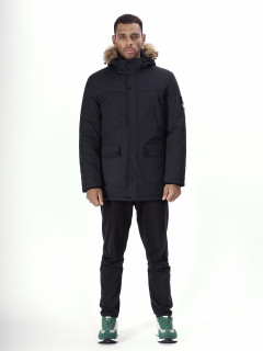 Купить оптом куртку парку спортивную мужскую с мехом зимнюю недорого в Москве 22205Ch