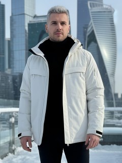 Горнолыжная куртка мужская зимняя белого цвета 2412Bl