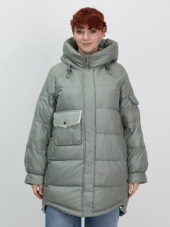 Куртка зимняя женская с капюшоном модная зеленого цвета 7341Z