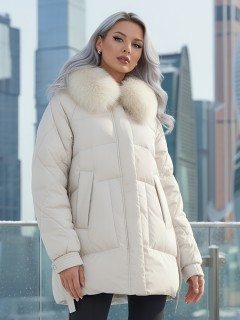 Купить куртки женские модные из натурального меха песец оптом от производителя зимние недорого в Екатеринбурге 7608B