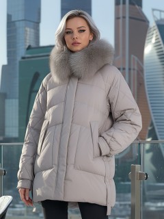 Купить куртки женские модные из натурального меха песец оптом от производителя зимние недорого в Екатеринбурге 7608SK