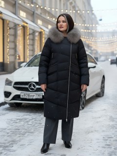 Купить пальто двубортное женское стеганные с мехом песец оптом от производителя недорого в Екатеринбурге 7630K