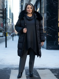 Купить пальто женское стеганные с мехом большого размера оптом от производителя зимние недорого в  Красноярске 7629Ch