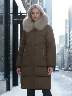 Купить пальто женское стеганные с мехом большого размера оптом от производителя зимние недорого в Омске 7629G