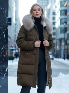 Купить пальто женское стеганные с мехом большого размера оптом от производителя зимние недорого в Екатеринбурге 7629G