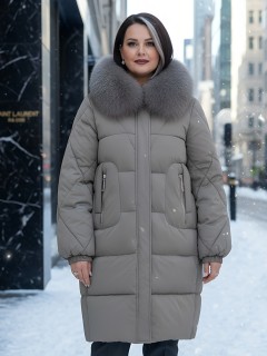 Купить пальто женское стеганные с мехом большого размера оптом от производителя зимние недорого в Омске 7629K