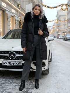 Купить пальто женское стеганные с мехом большого размера оптом от производителя зимние недорого в Екатеринбурге 7630Ch